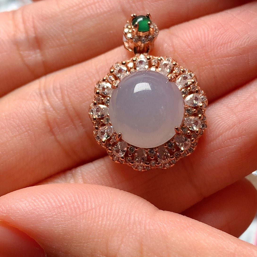 翡翠戒指银S925镶嵌天然翡翠吊坠