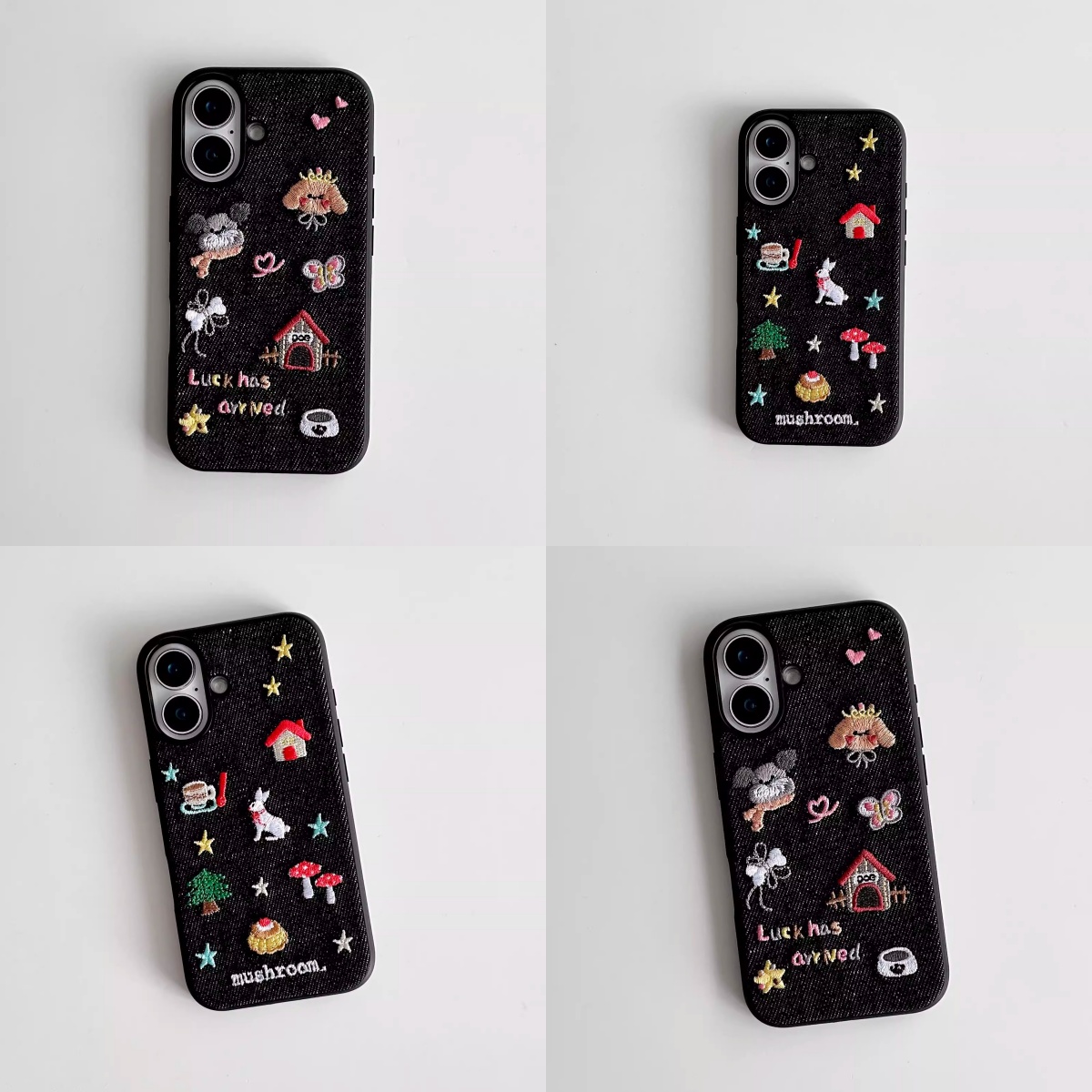 韩系狗狗家园兔子蘑菇刺绣适用苹果17promax手机壳16pro防摔15/14