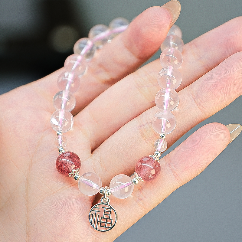 原创设计芙蓉水晶福牌手链-5830