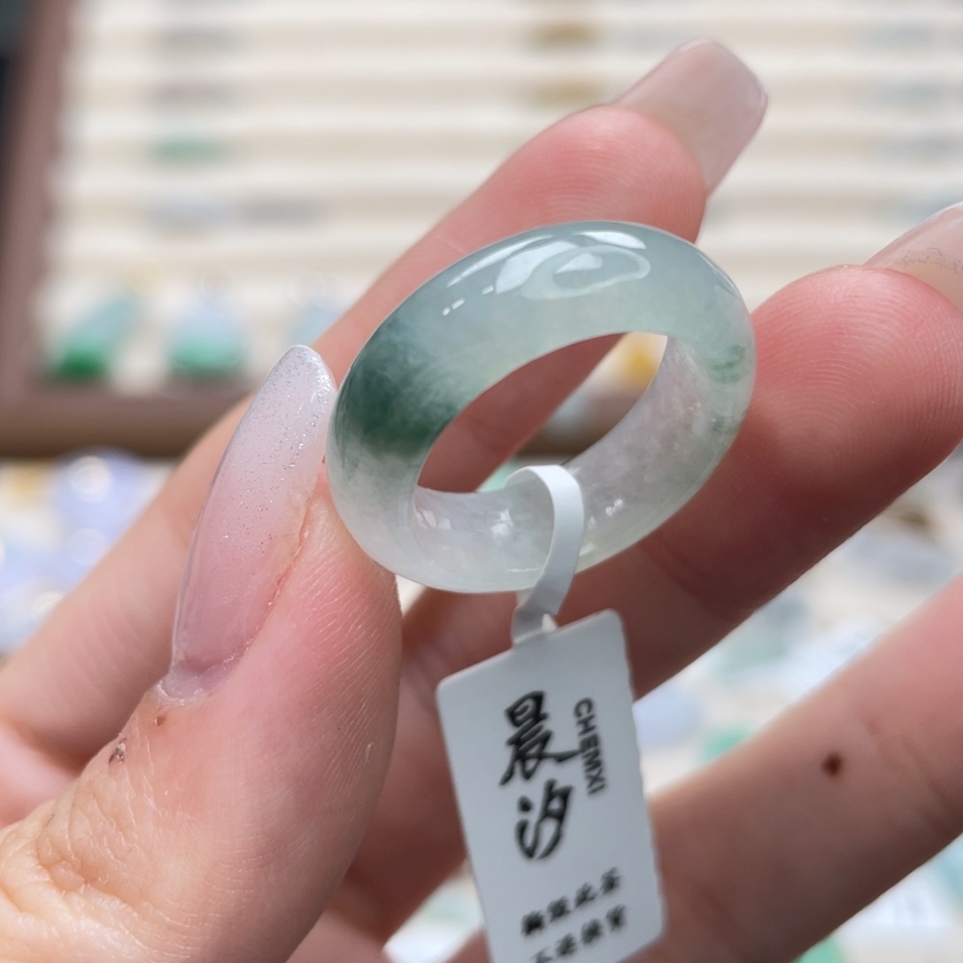 翡翠未镶嵌戒圈a14港圈12冰飘花