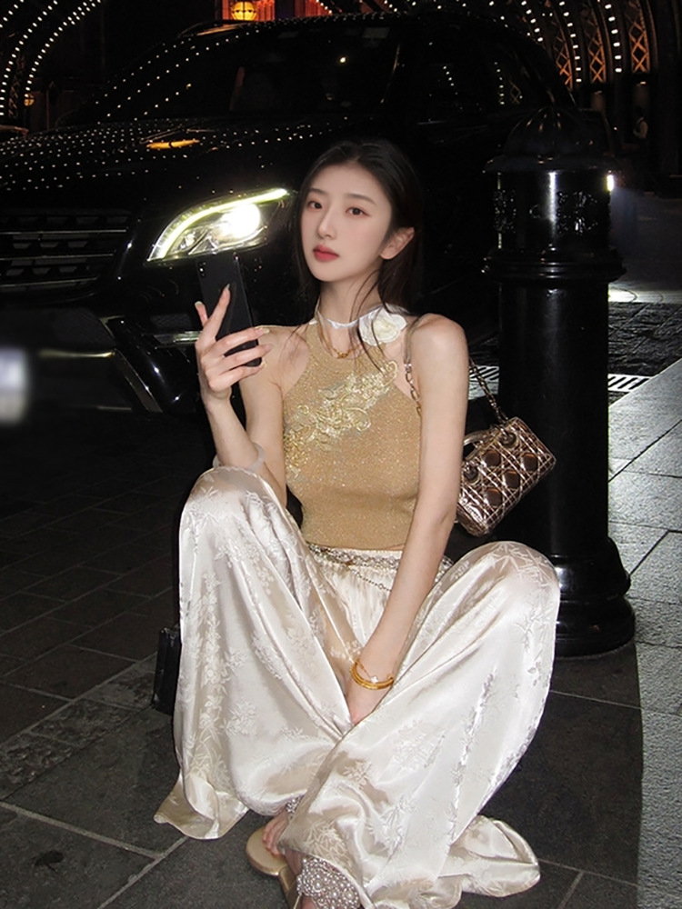 2025款国风高端重工刺绣设计上衣2025春季绣片开衫外套长裤套装女