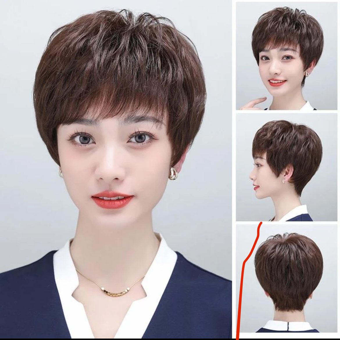 假发真发全真人发中老年女士妈妈款光头轻薄透气自然短发全头套女