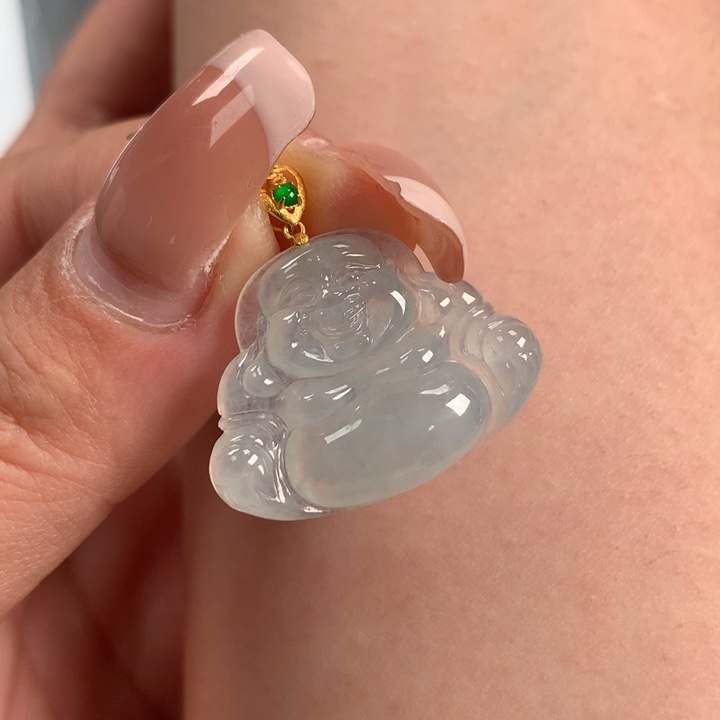 翡翠颈饰18K金镶嵌佛公12