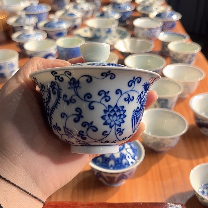 镹曰茶闲柴窑手工手绘青花