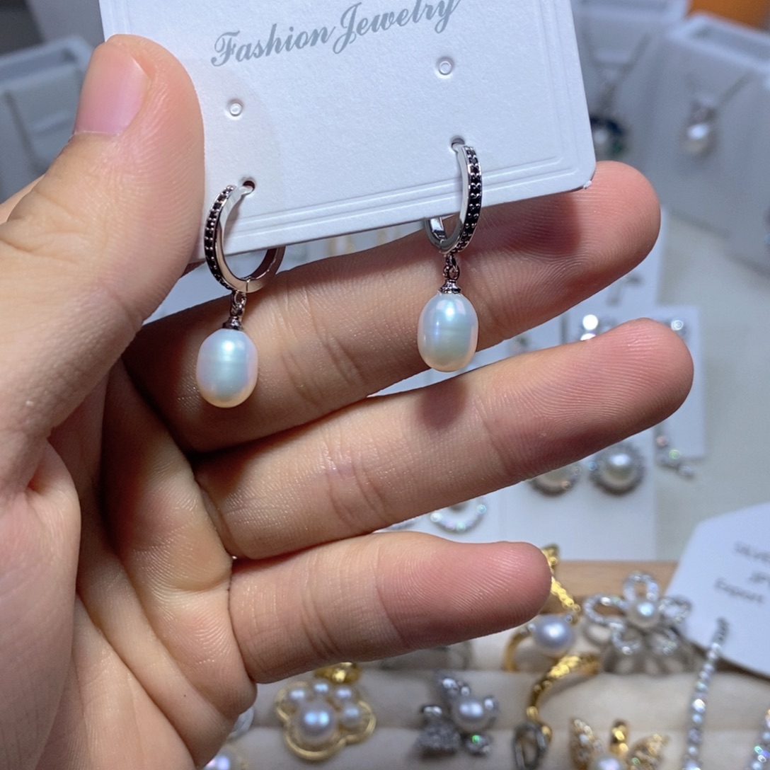 淡水珍珠耳饰银S925镶嵌