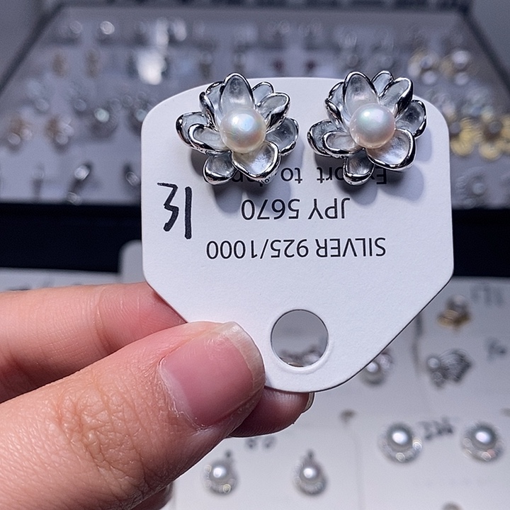 耳饰淡水珍珠银S925镶嵌