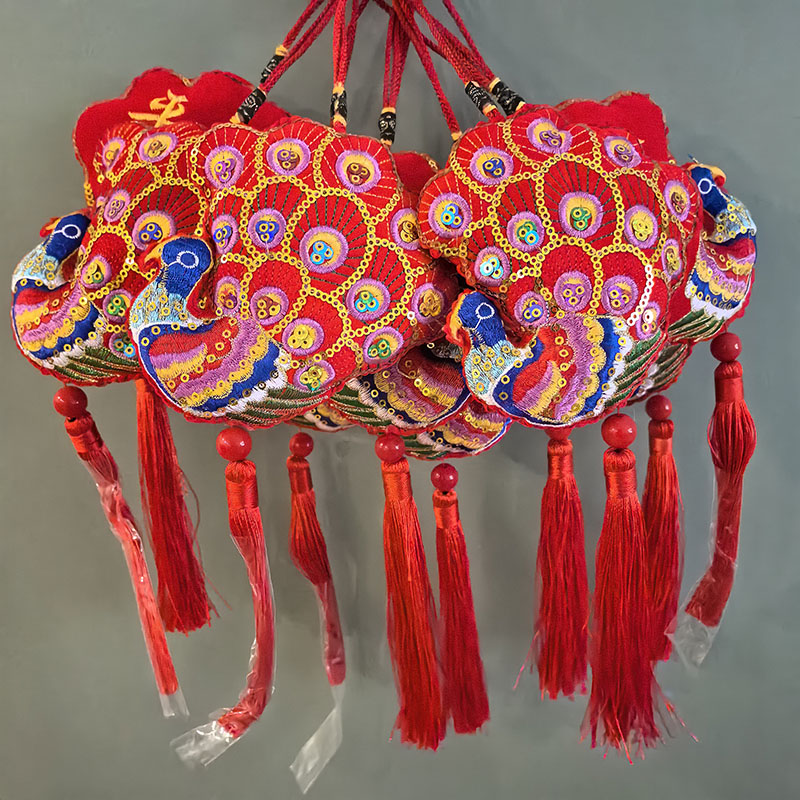 端午香包流苏挂件 孔雀香包车载家居装饰品挂饰