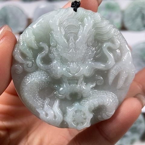 翡翠颈饰未镶嵌龙凤呈祥两面工福利