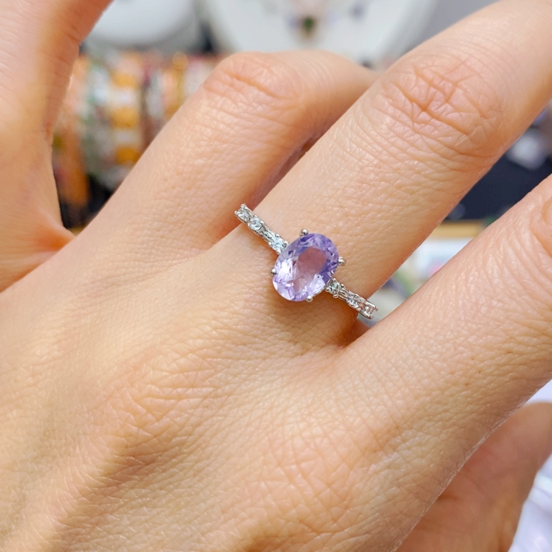 紫晶戒指银S925镶嵌戒指