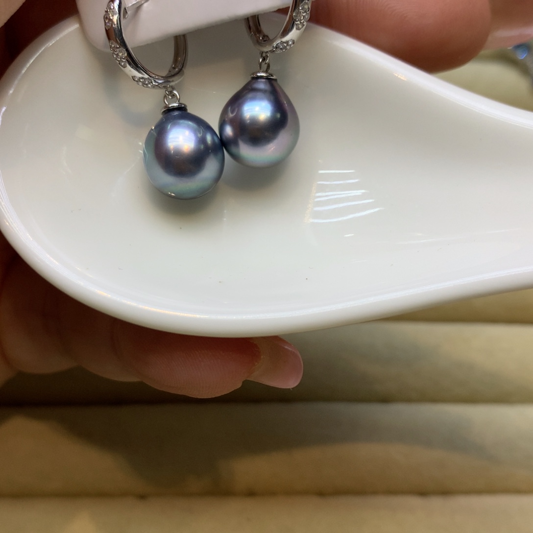银S925镶嵌耳饰海水珍珠
