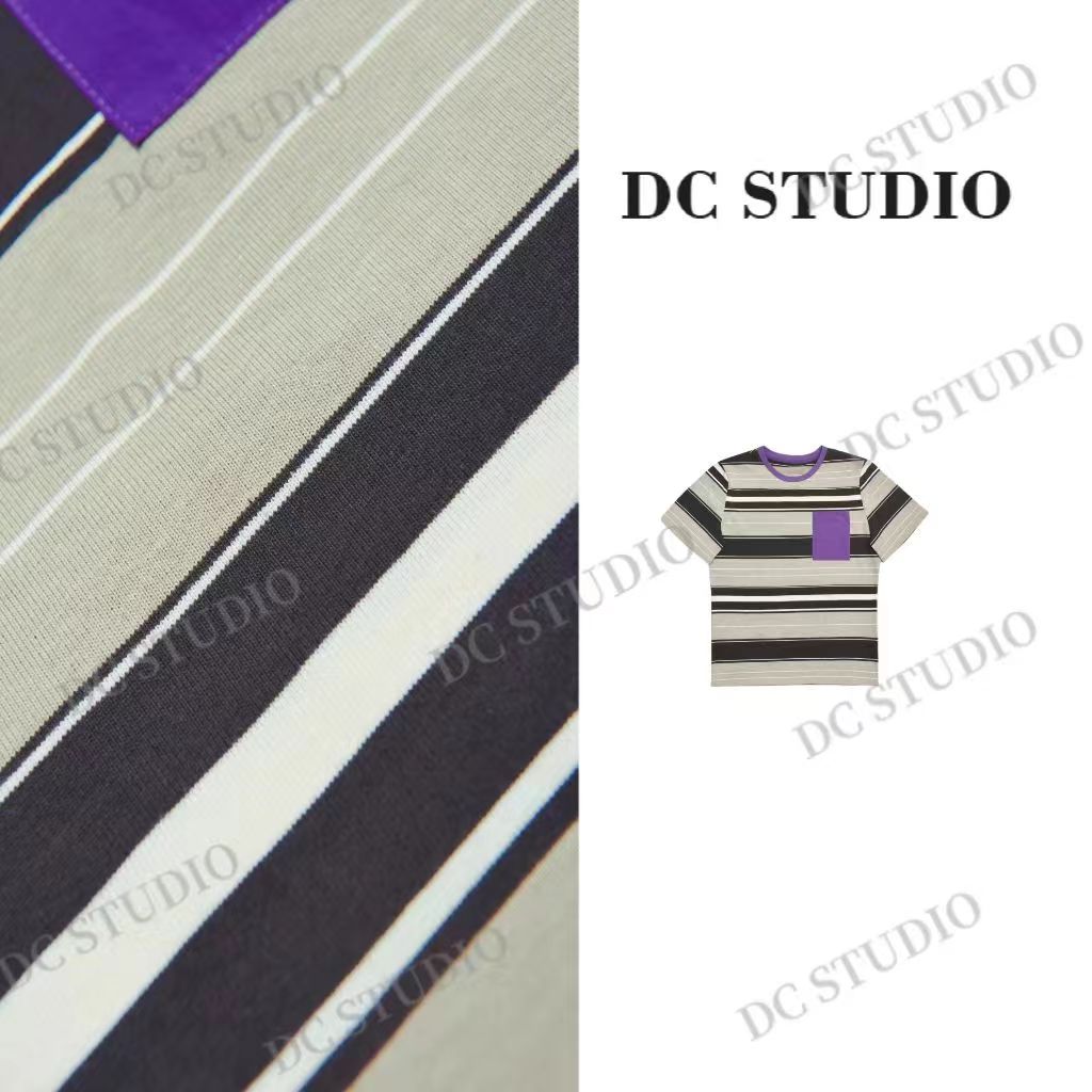 Syan【律动】2025早春新款清新条纹设计师ins圆领宽松T恤