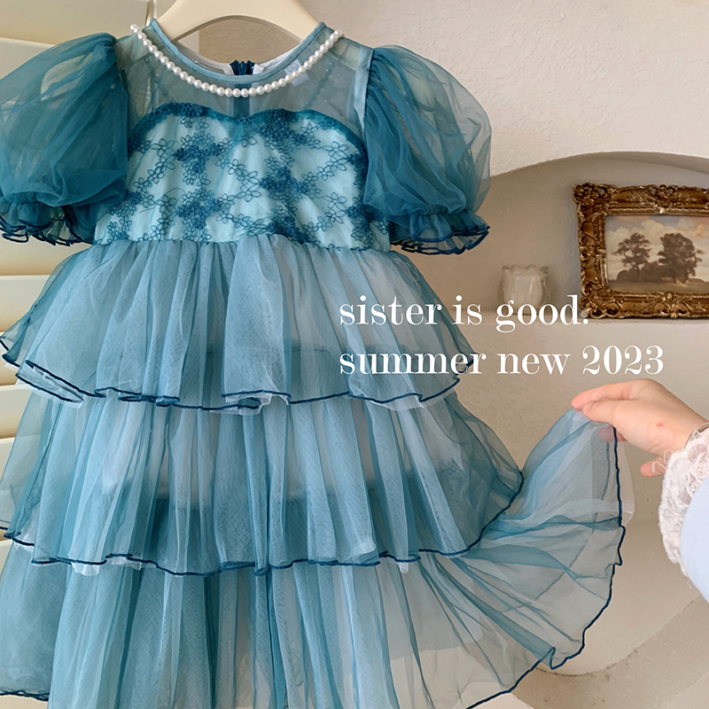 【本妈】女童宫廷风丝绒网纱蓬蓬蛋糕裙2350 19‘9’