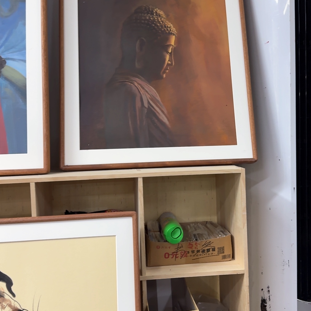 阳***子丙烯画释加牟尼实木谭老师