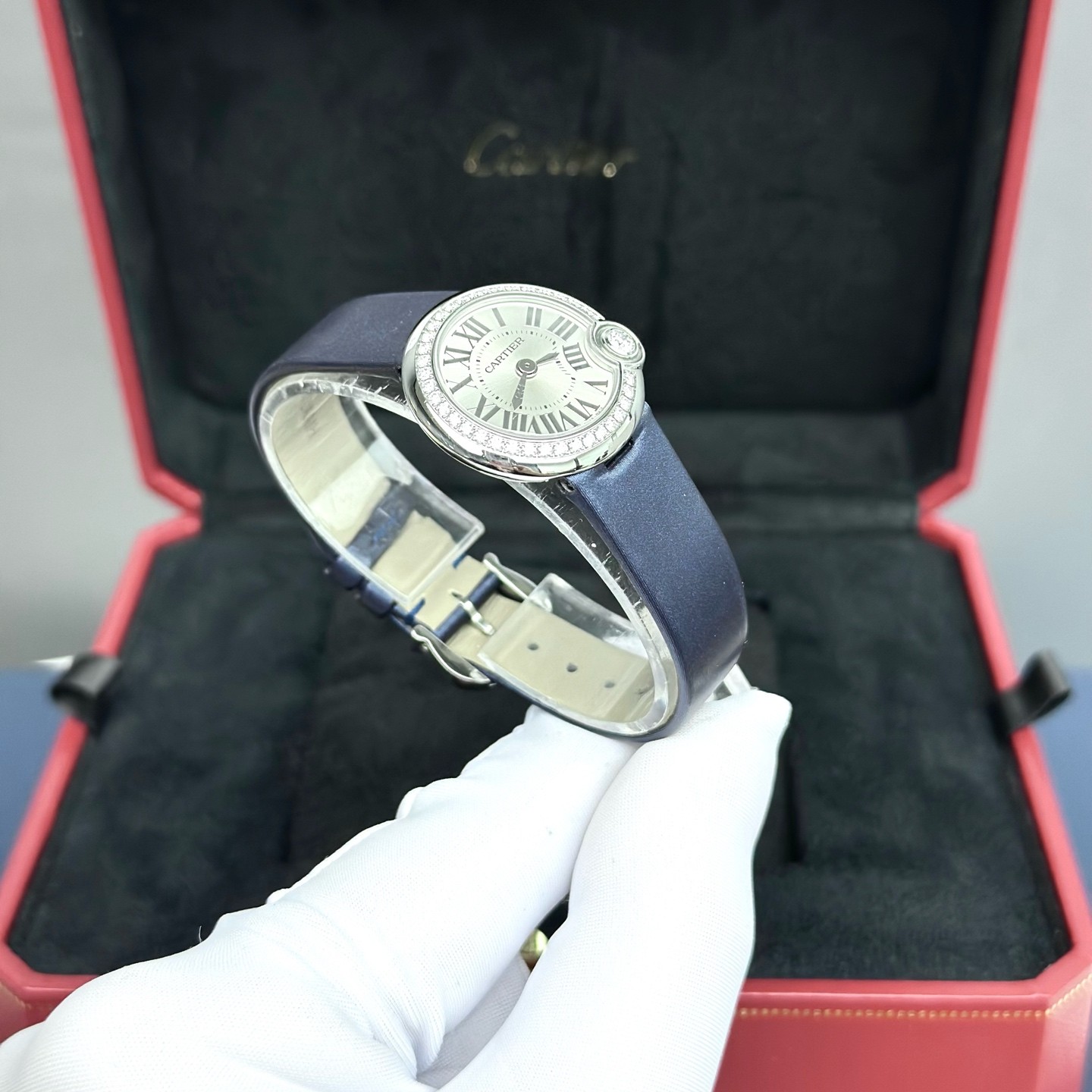 99新 Cartier/卡地亚 W4BL0002蓝气球26mm外钻银盘罗马刻娟带2023