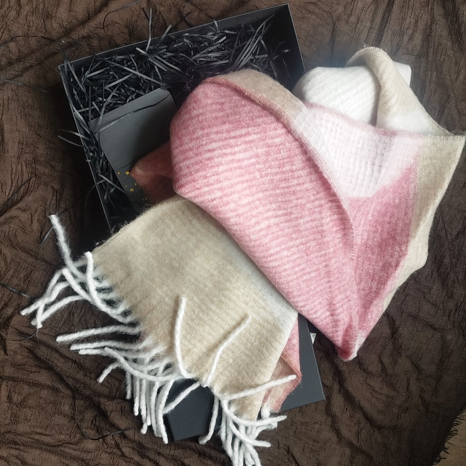 外贸高品质拼色双面休闲风女秋冬款保暖围巾