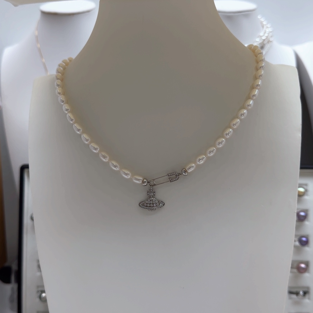 淡水珍珠银S925镶嵌项链