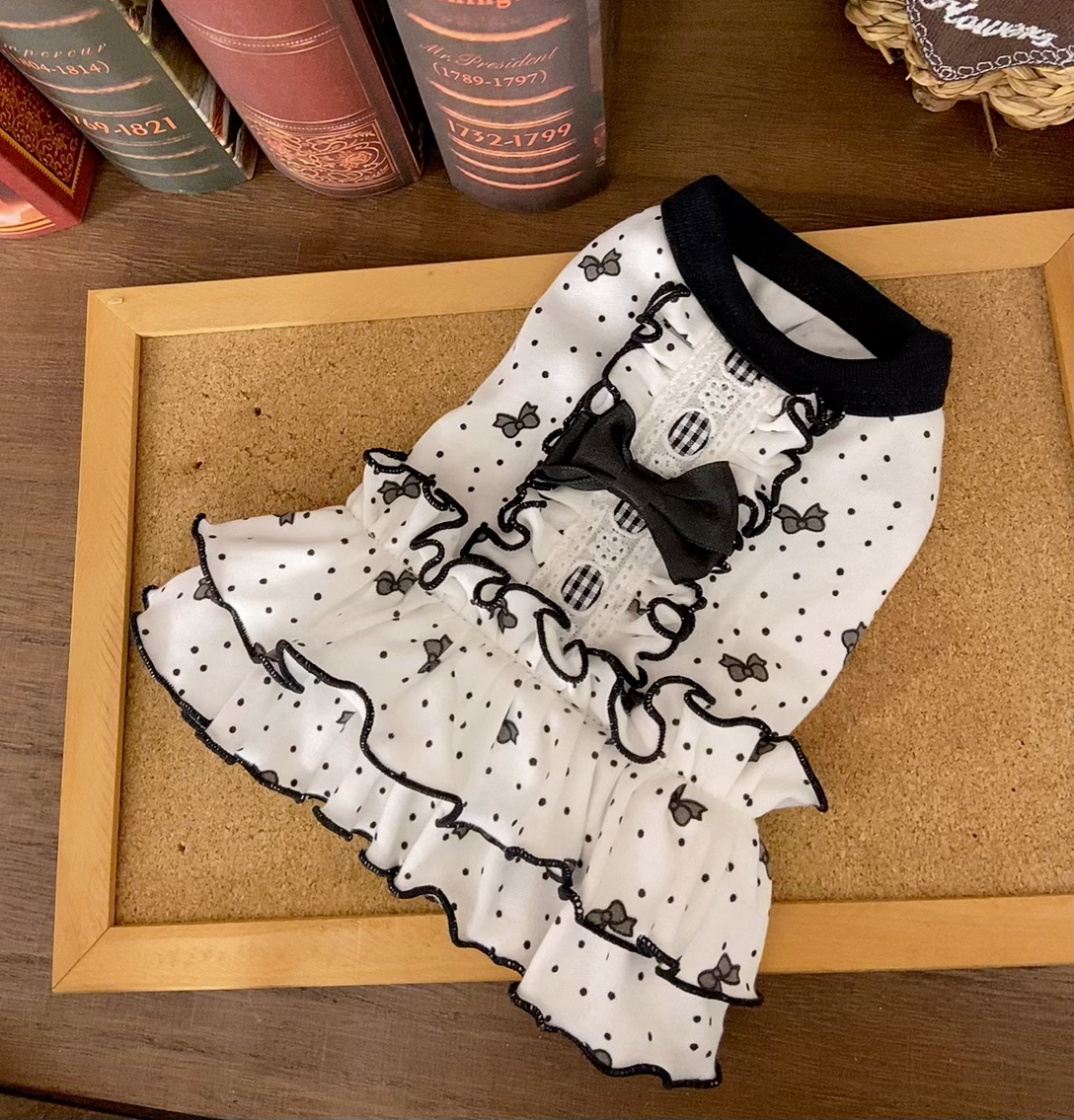 波点蝴蝶结精梳棉宠物衣服|小饼干手作