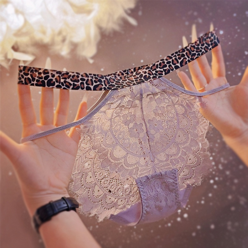 2025新款性感蕾丝内裤女豹纹腰边镂空火辣提花无痕女士内裤