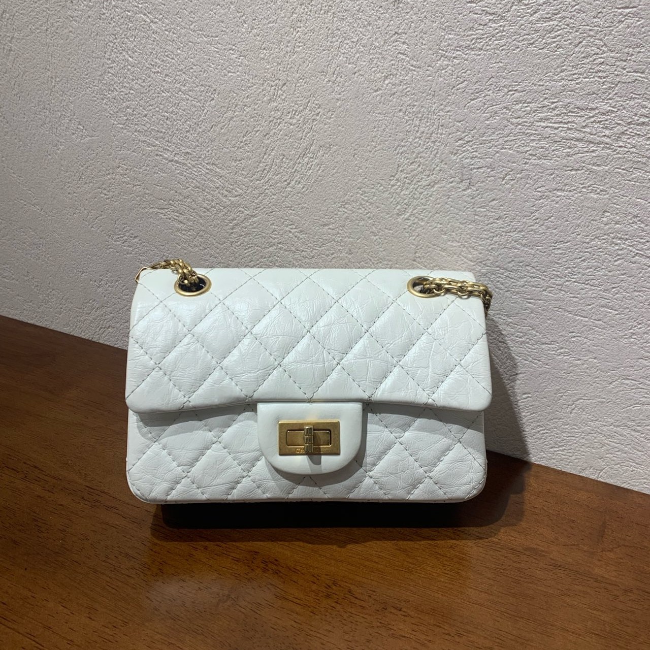 99新 Chanel/香奈儿 22P 白金复古牛皮2.55 mini时尚单肩斜挎包