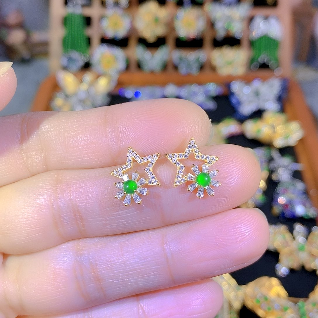 吊坠(不含链)银S925镶嵌翡翠