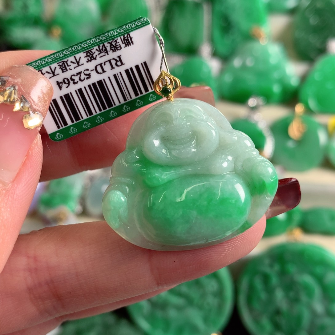 翡翠吊坠(不含链)18K金镶嵌