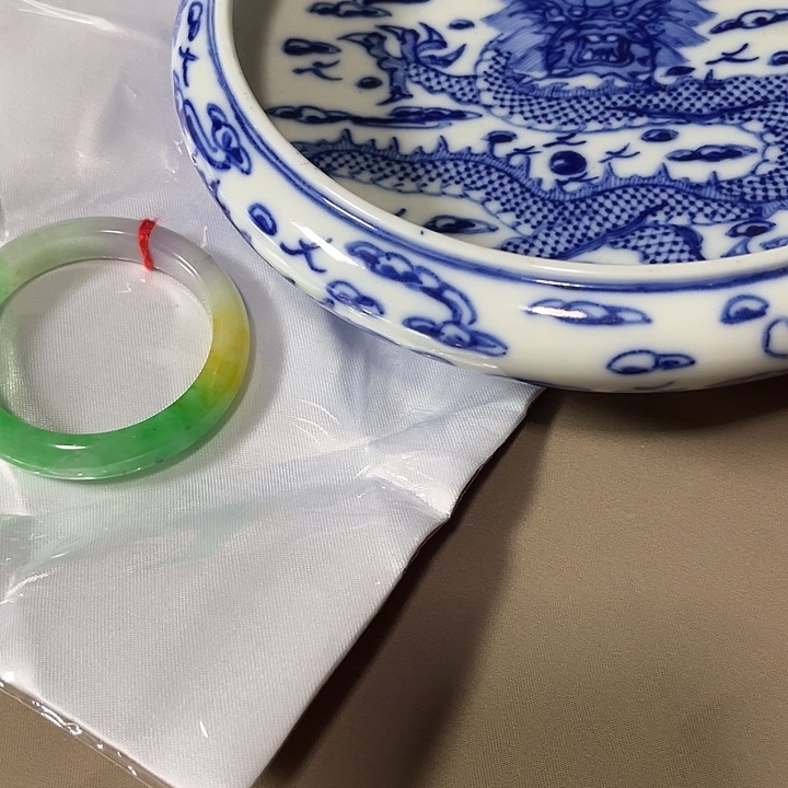 瓷片大笔洗文房四宝青花