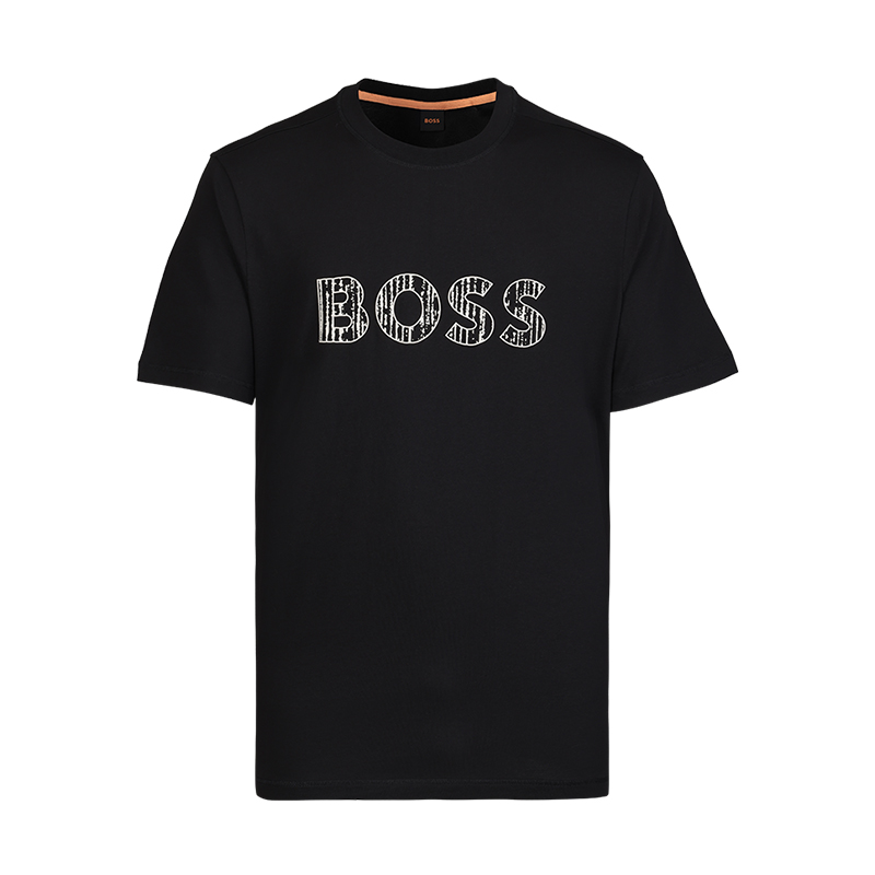 HugoBoss/雨果博斯男款夏季圆领黑色短袖T恤时尚休闲12341