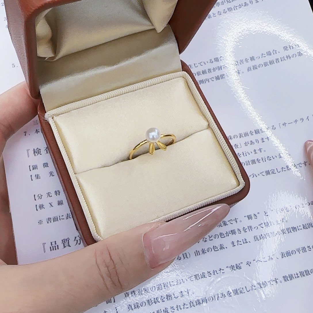 戒指银S925镶嵌淡水珍珠