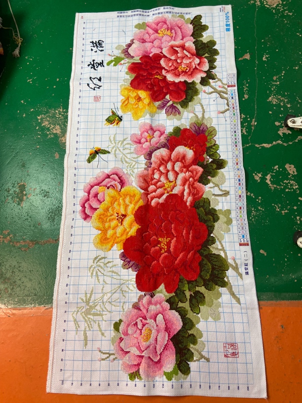 纯手工十字绣成品满堂红148×66cm卧室挂画