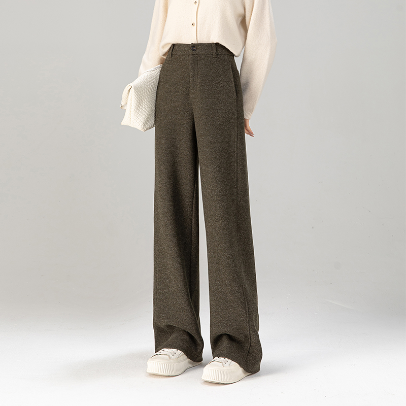 新款时尚百搭毛呢感阔腿裤秋冬
