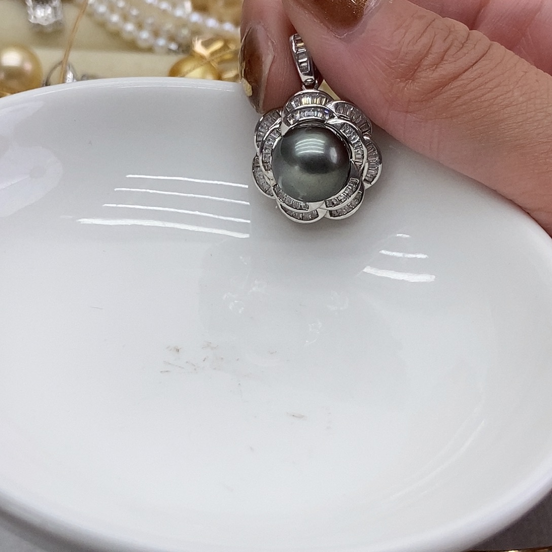 银S925镶嵌吊坠(不含链)海水珍珠