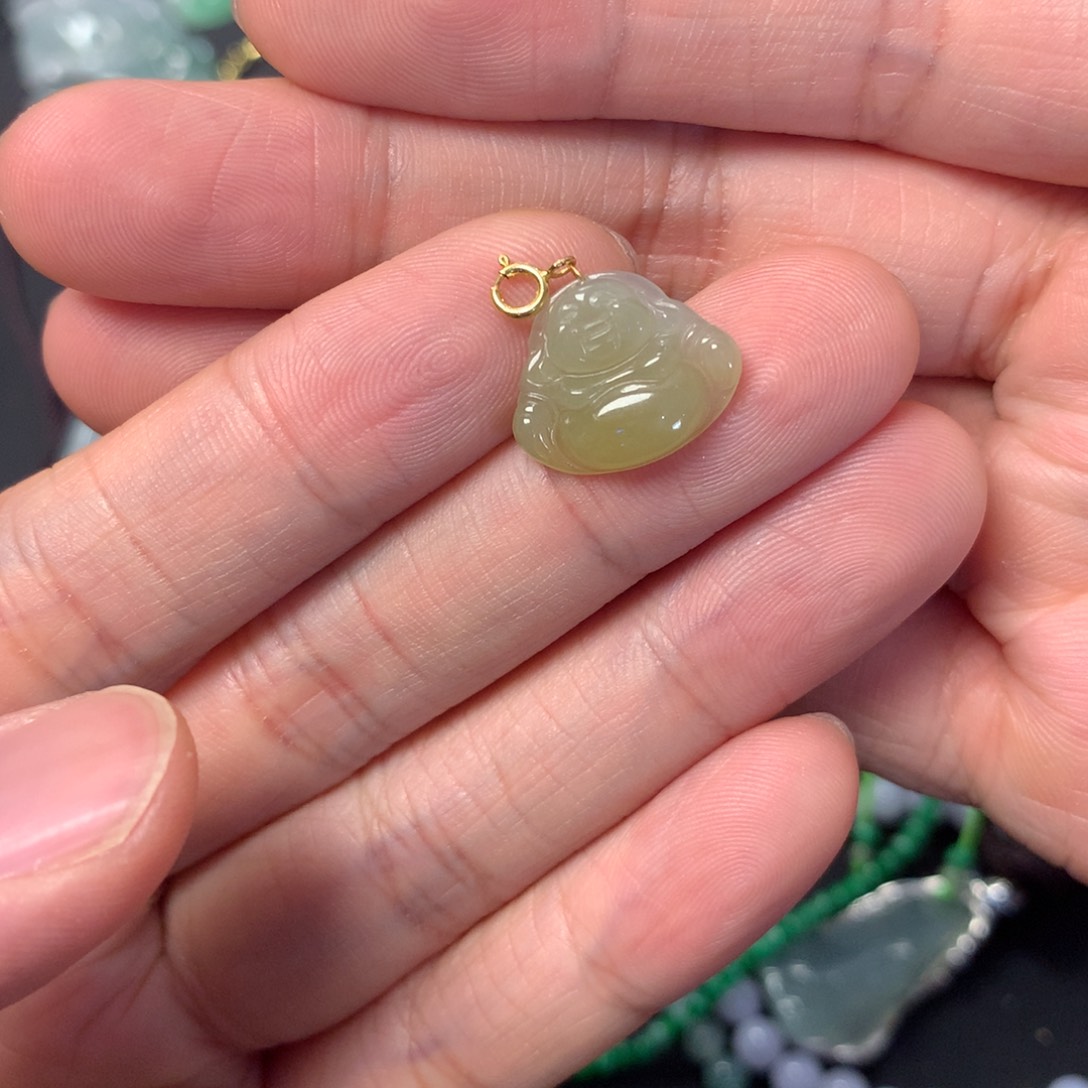 翡翠吊坠(不含链)18K金镶嵌