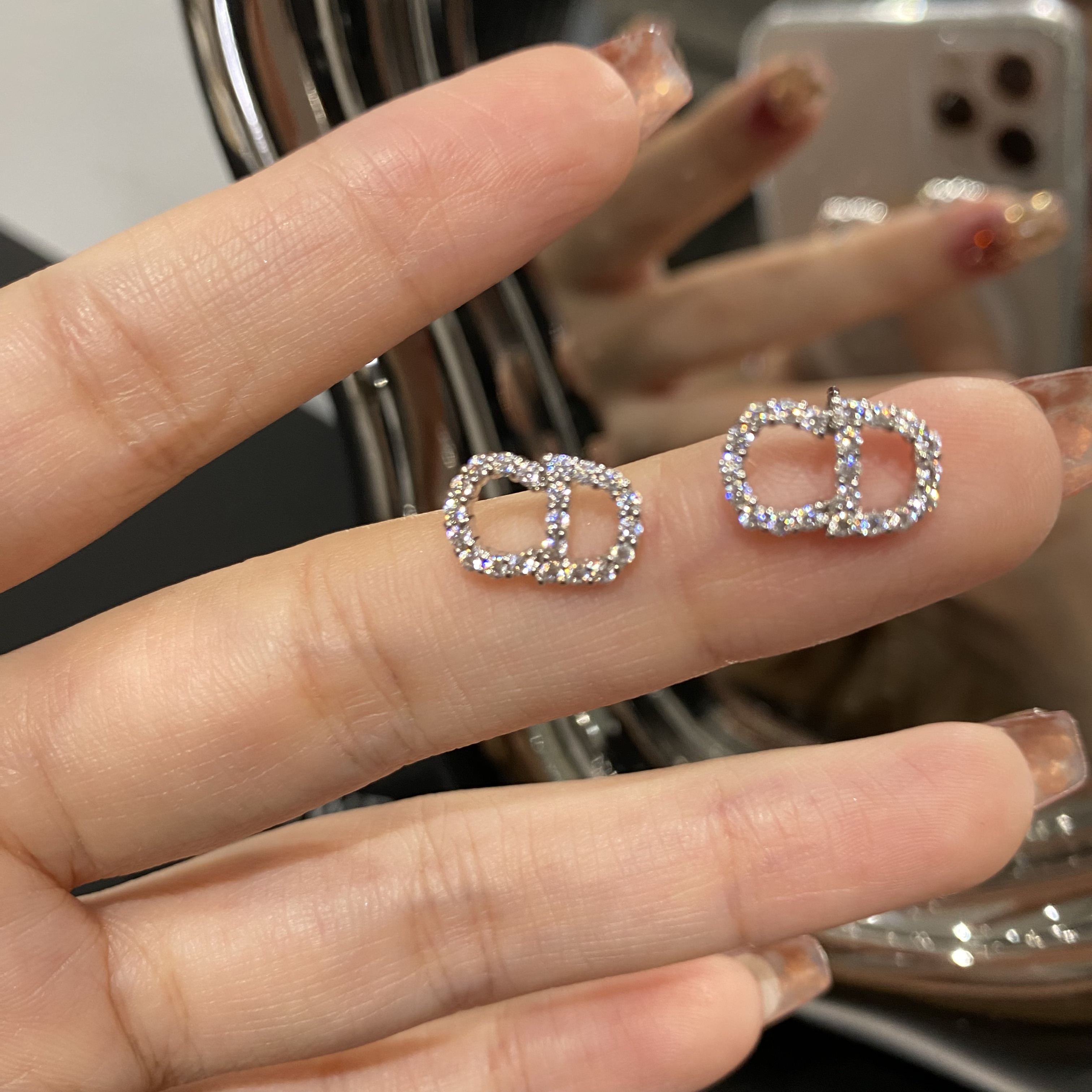 铜合金锆石耳饰 设计感小巧耳环镶钻气质时尚小众耳环MM605/MM607