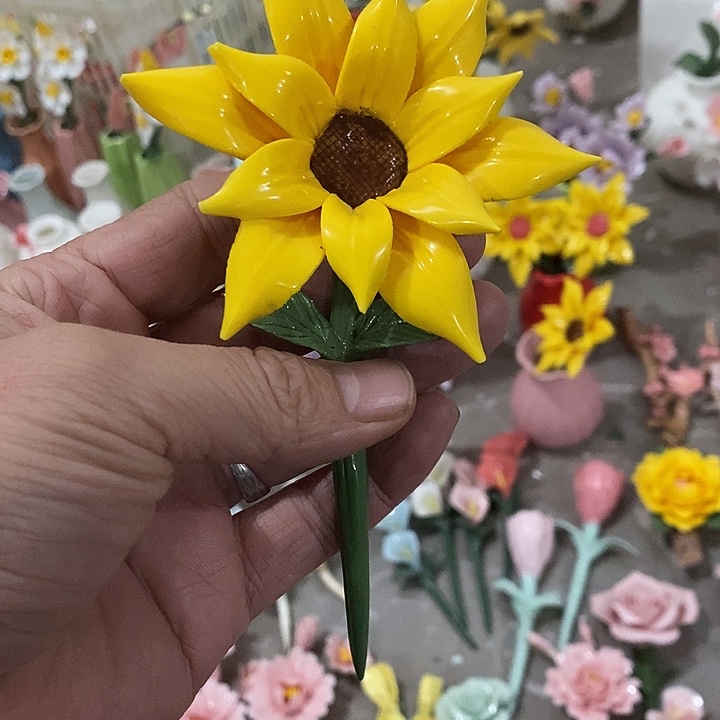 瓷片纯手工陶瓷花摆件瑕