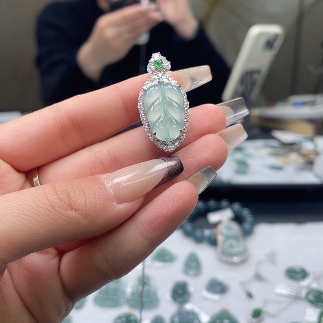 翡翠银S925镶嵌吊坠(不含链)