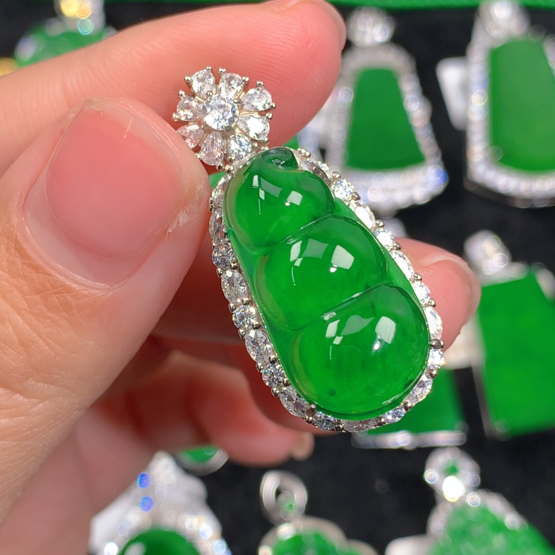 翡翠吊坠(不含链)银S925镶嵌