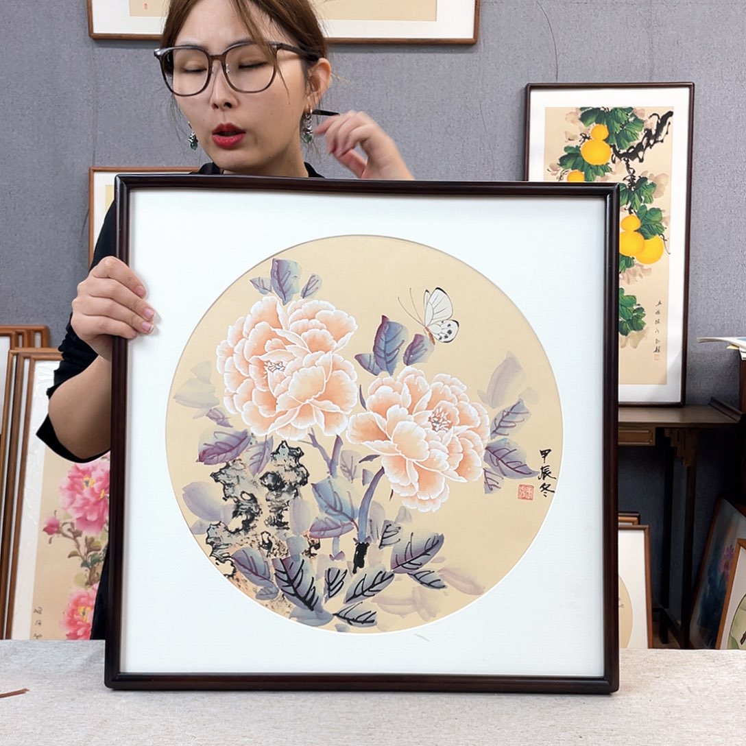 国画手绘带框尺寸：53*53