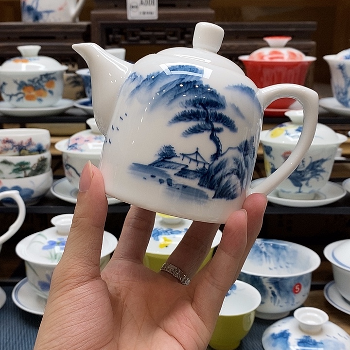 手绘云雾山水260cc釉下彩微瑕福利款