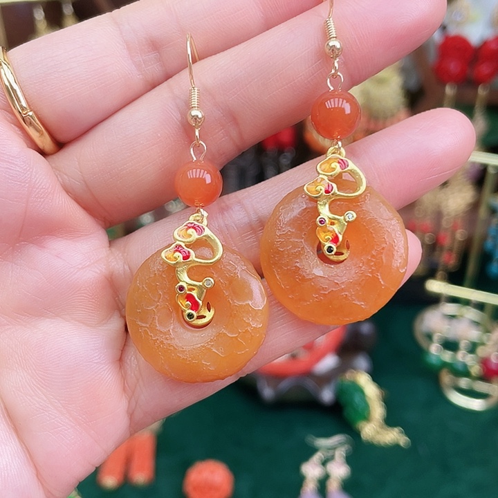 玛瑙/玉髓耳钉合金