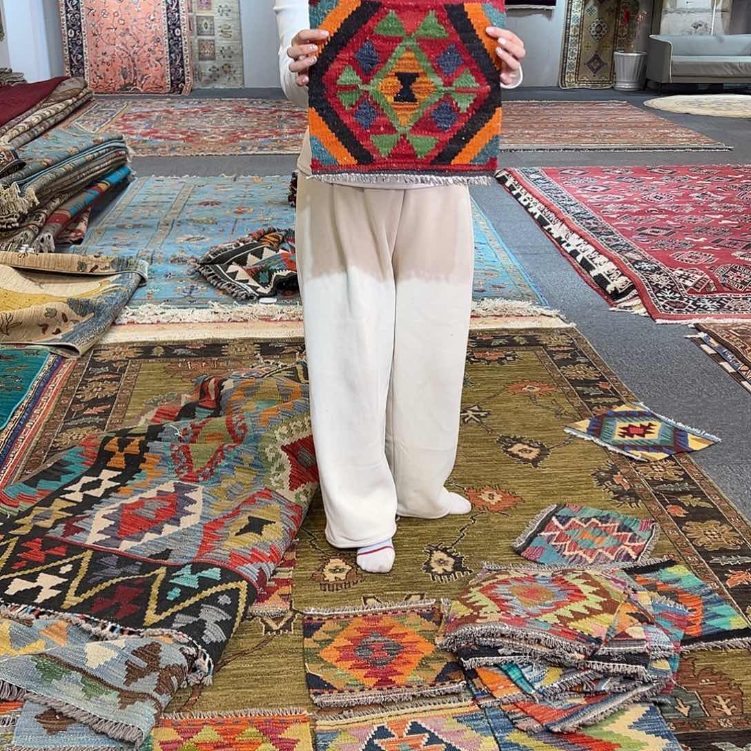 羊毛35*35左右阿富汗手工羊毛地毯