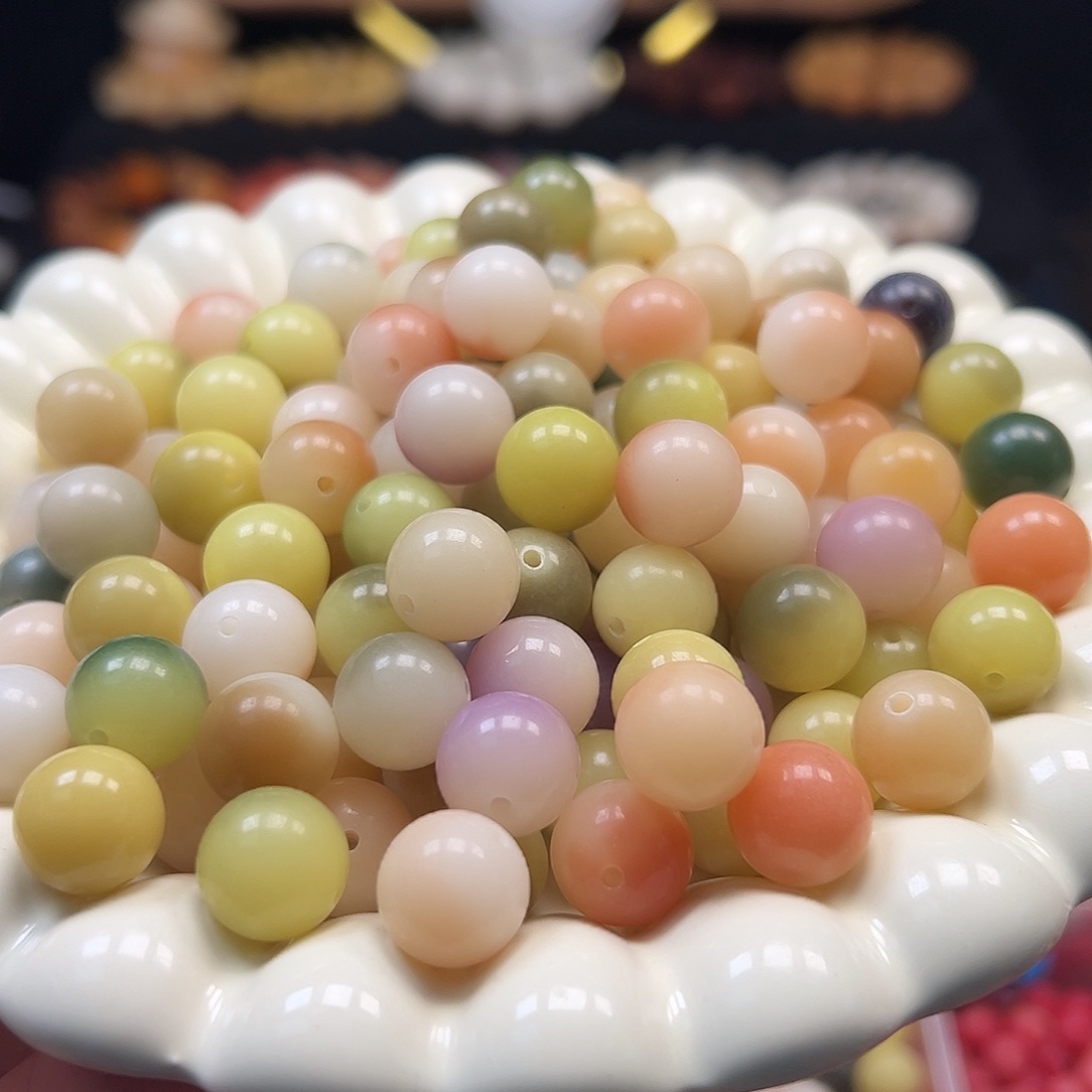 菩提根/象牙果手串卡12彩虹圆100颗卡牌➕100颗