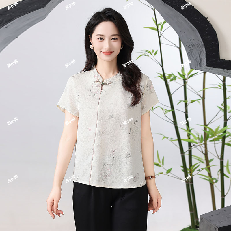 2202【水墨蝶】新中式国风碎花夏季小衫