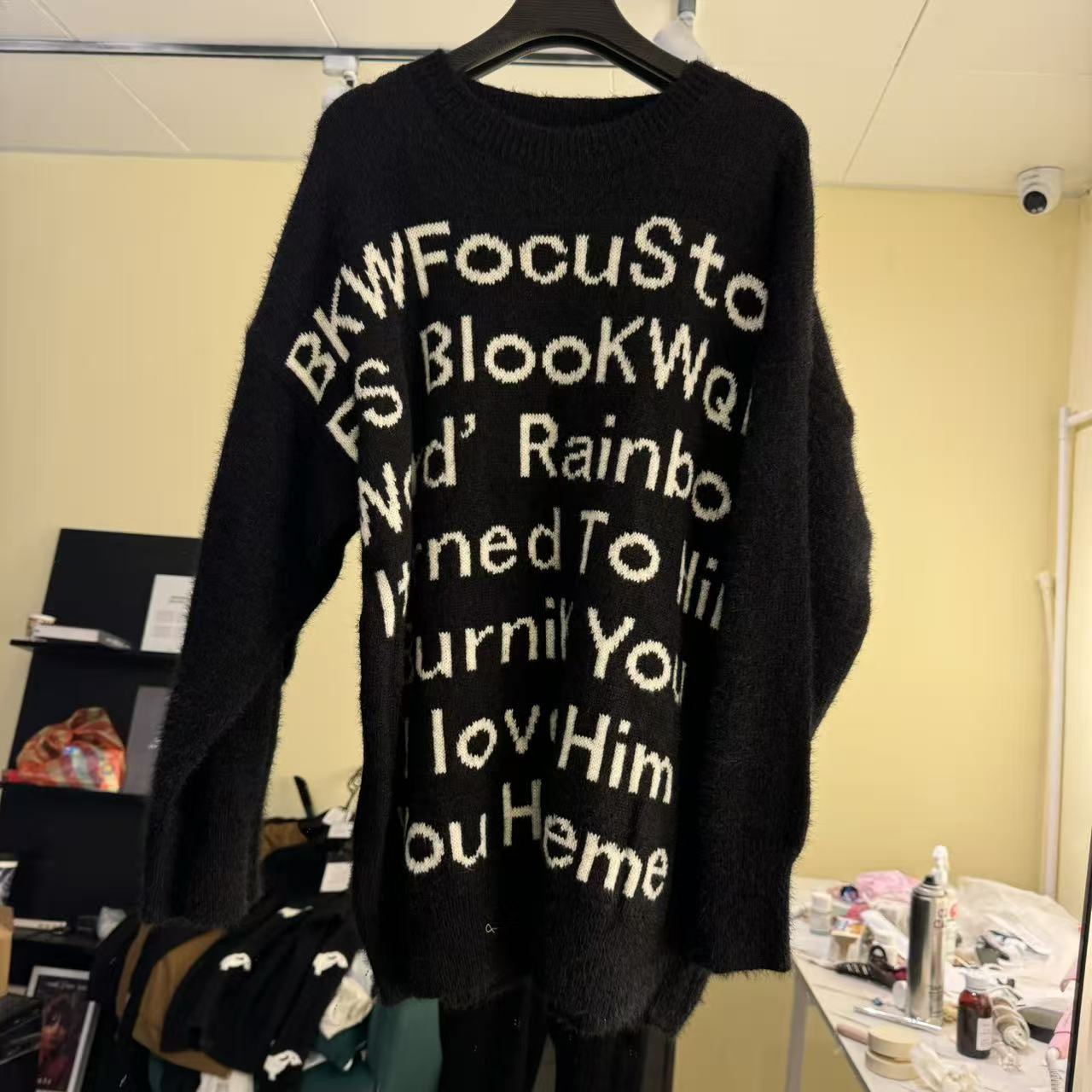 美式宽松复古字母毛衣秋冬慵懒风青少年圆领女款针织毛衣