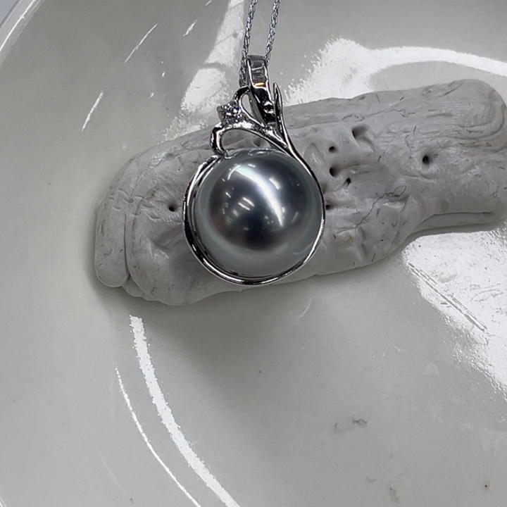 银S925镶嵌吊坠(不含链)海水珍珠12-13