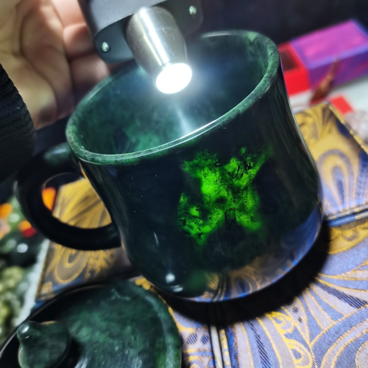 藏玉药王石380毫升精品玉石办公杯茶杯