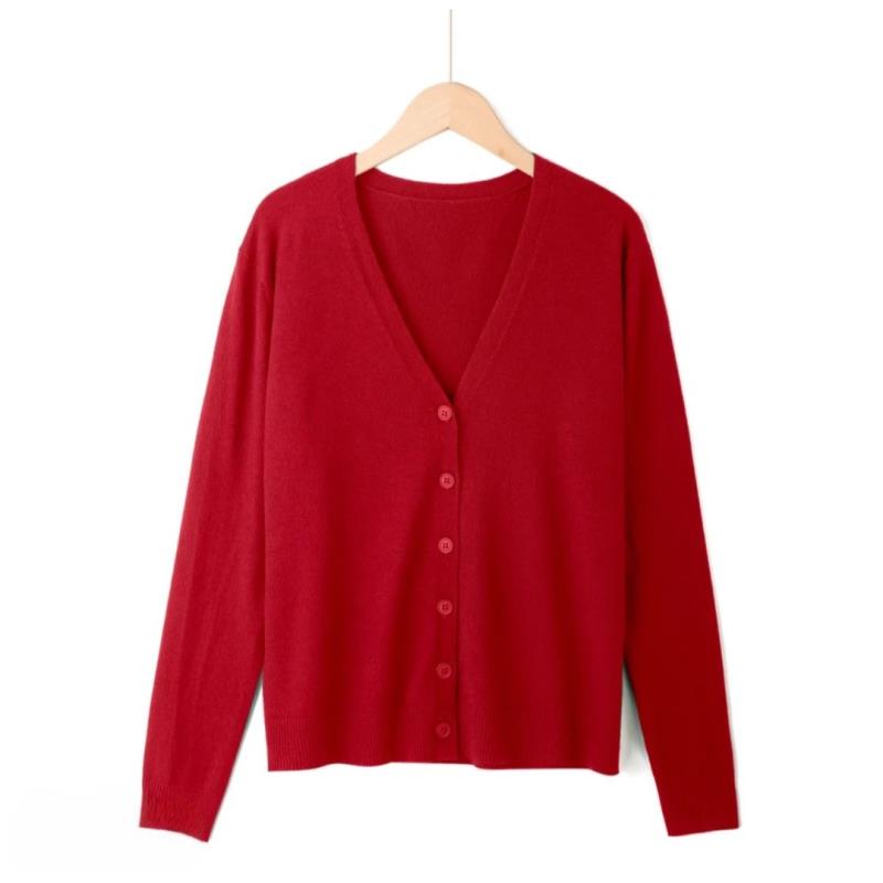 新新定制-V领长袖保暖有无图案随机外套针织开衫132515