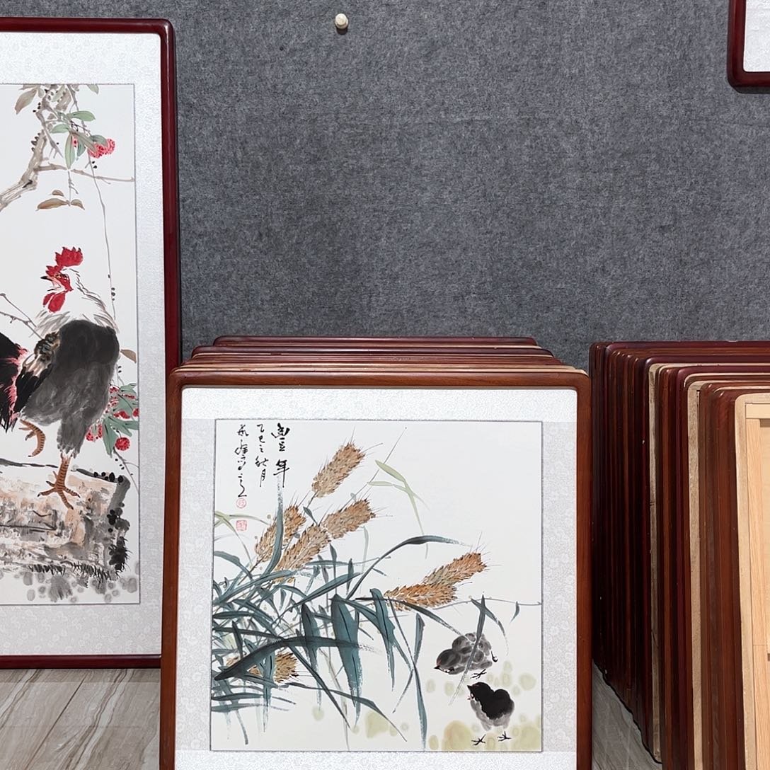 国画书画作品带框63×63