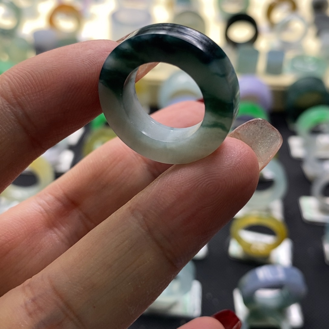定制翡翠未镶嵌翡翠戒指10-13有纹裂