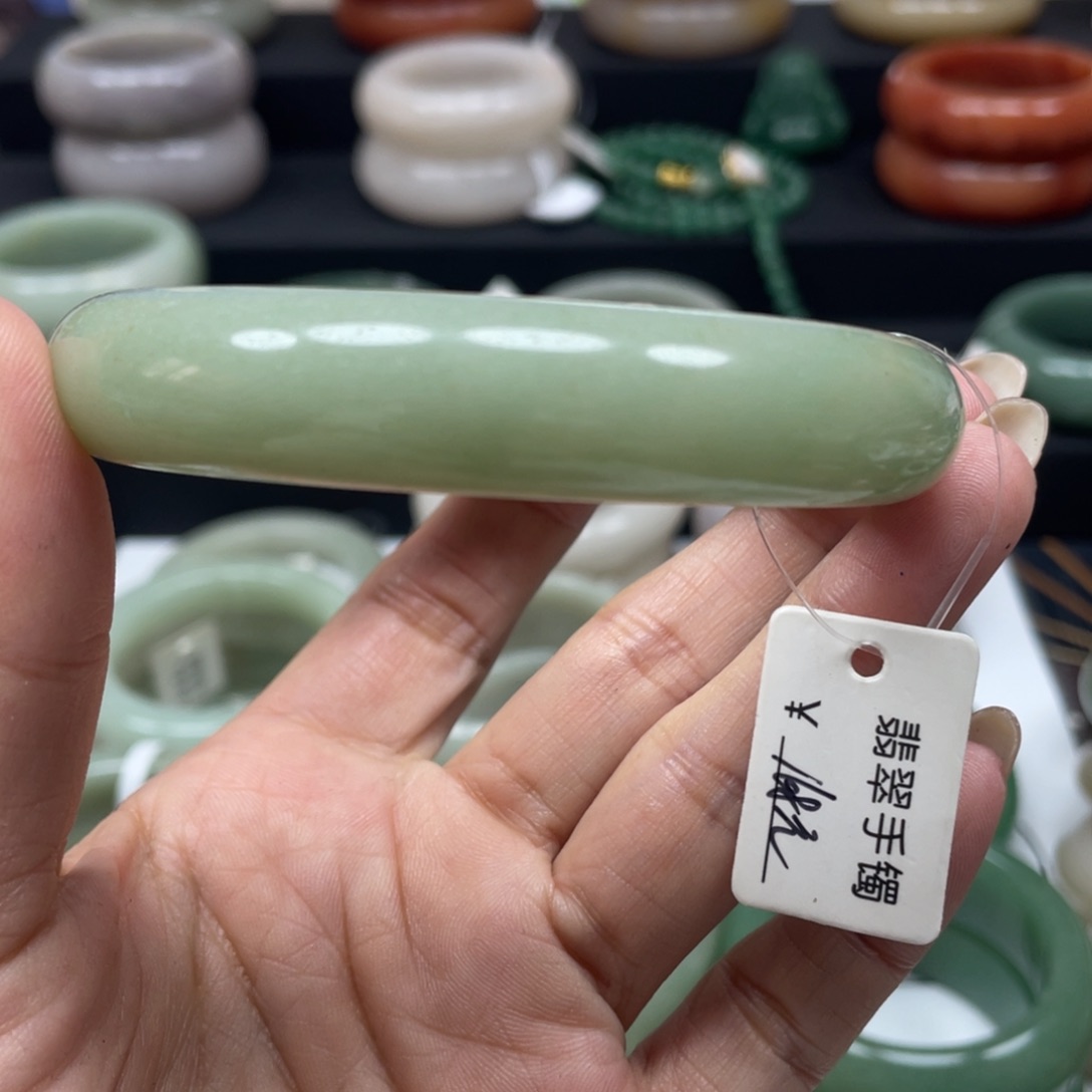 夢***影石英质玉（非洲翠）合金手镯
