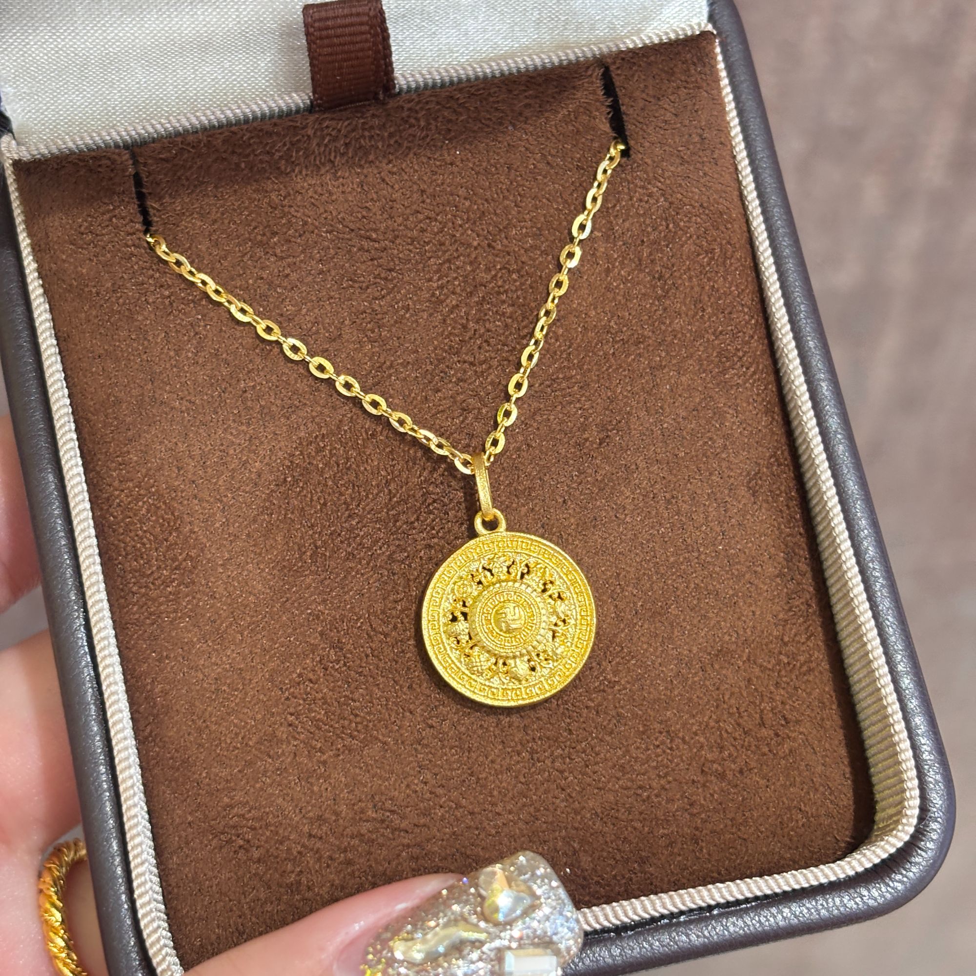 【伟新源】足金999 5G工艺 八宝罗盘吊坠4.09克（不含链）